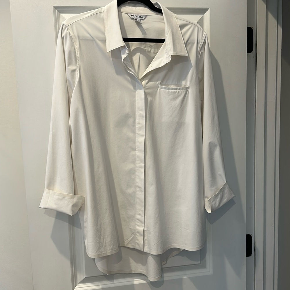 Athleta Urbanite White Botton Down Shirt